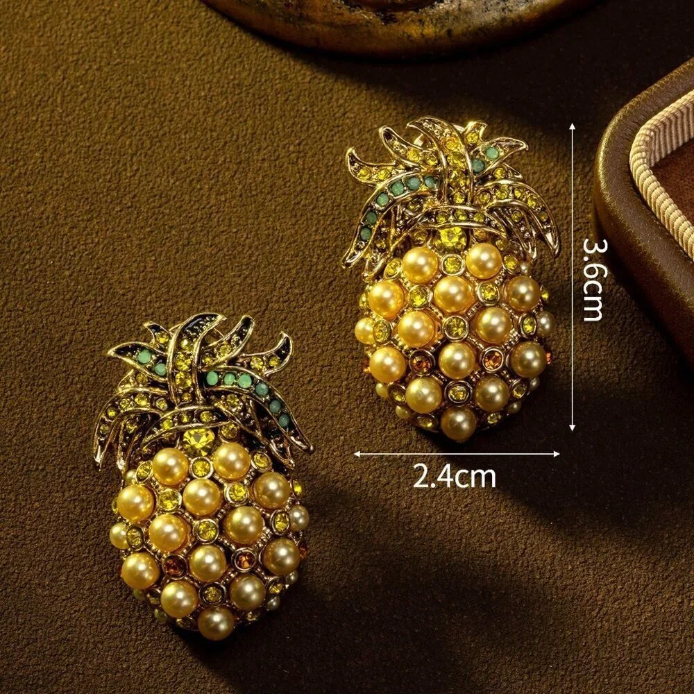 Multicolor  Women's Pineapple Design Necklace And Earrings Set